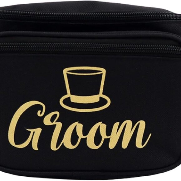 Compact Black Groom Fanny Pack – Fun Gift for Weddings & Bachelor Celebrations - Picture 1 of 7